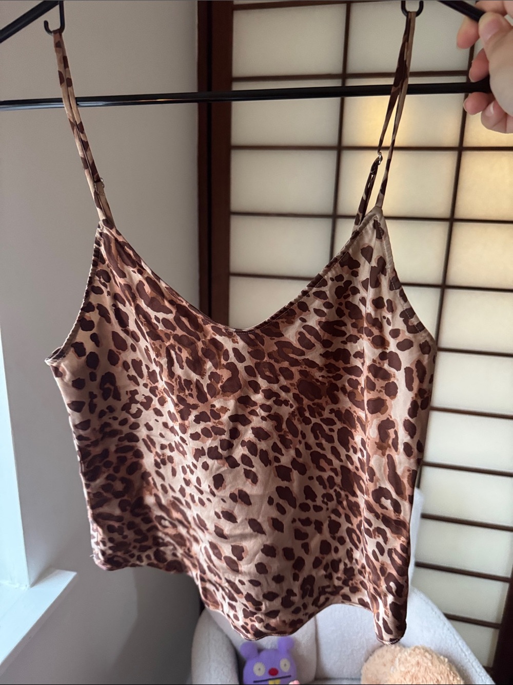 100 percent silk Reformation Leopard-Print Satin Cami in Brown and Tan